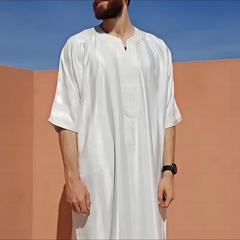 ملابس رجالية واسعة من القماش الفضفاض بتصميم مسلم عربي
