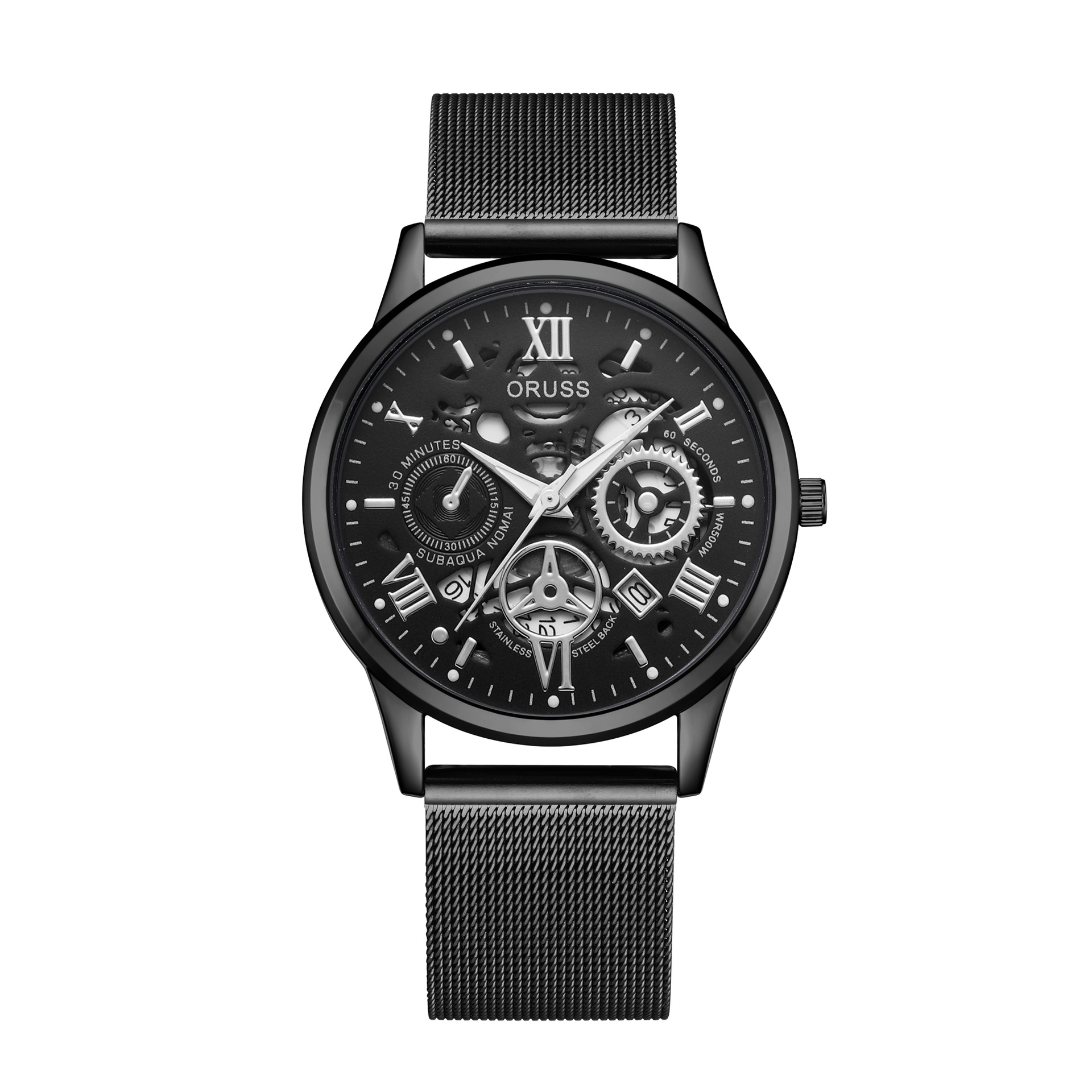ساعة يد رجالية من الجلد مع حزام وقرص تقويم كوارتز