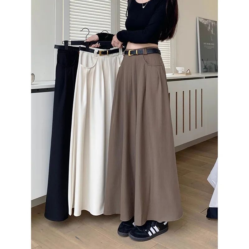 تنورة طويلة أنيقة لربيع و خريف بتصميم أزياء كورية