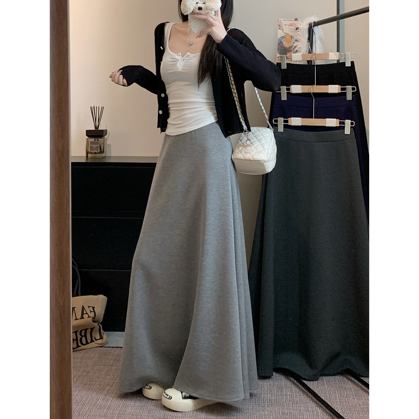 تنورة كورية طويلة ومريحة للنساء