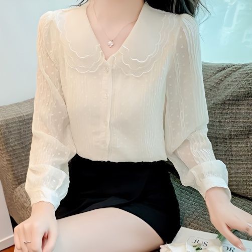 بلوزة أنثوية طويلة الأكمام بالك Raglan من القطن