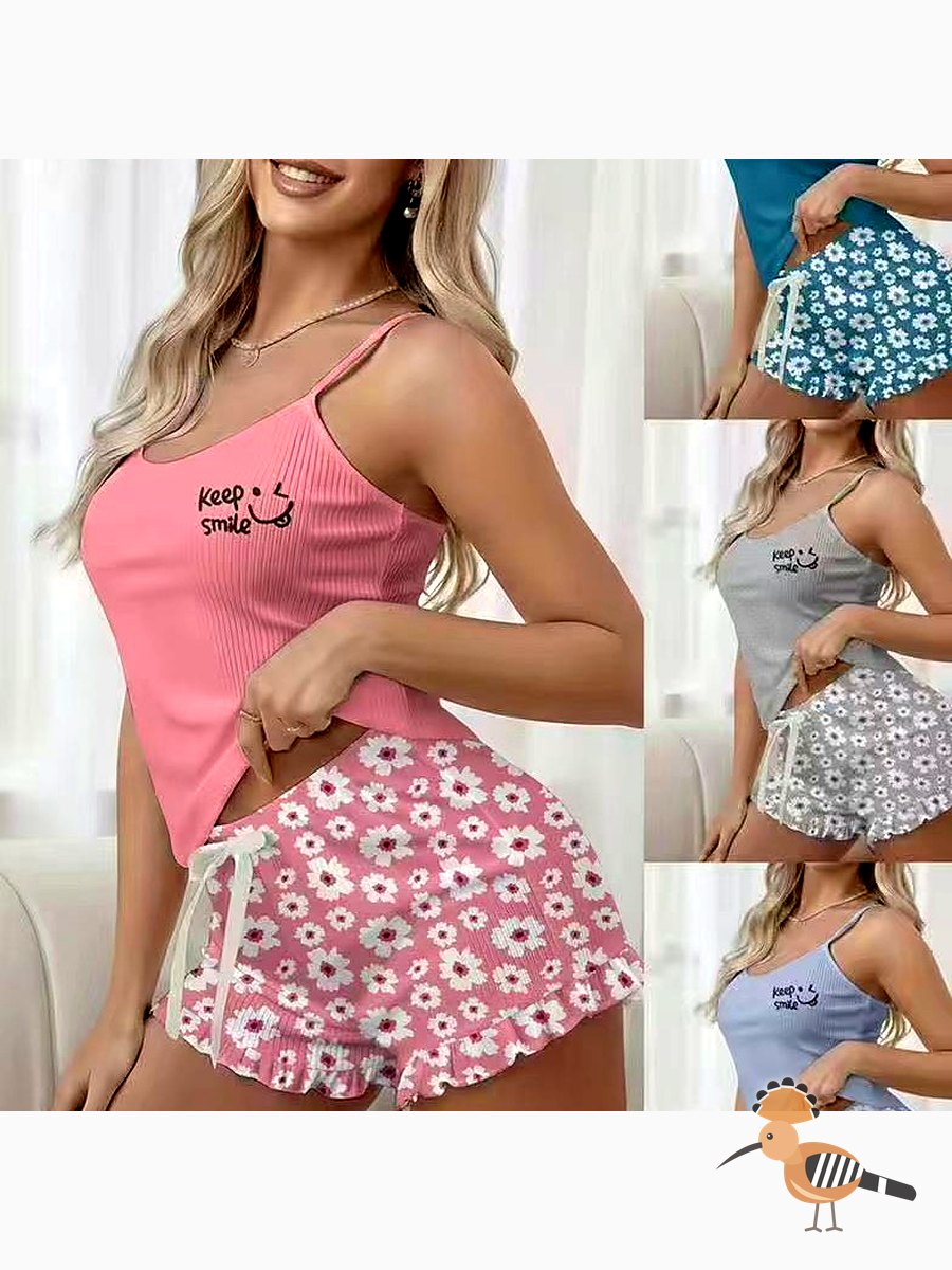 ملابس نوم نسائية صيفية بالحزام مع قميص قصير