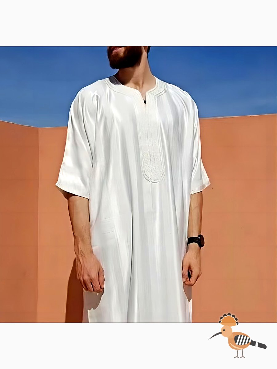 ملابس رجالية واسعة من القماش الفضفاض بتصميم مسلم عربي