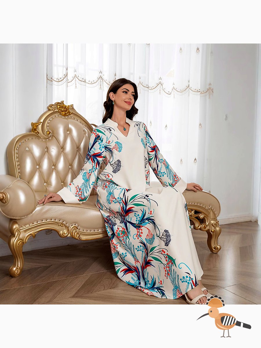 عباءة طويلة مطبوعة للمسلمات