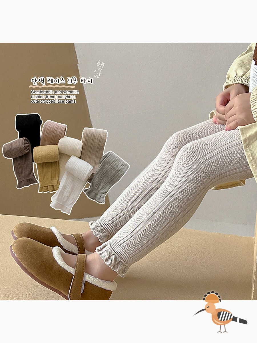 بناطيل بناتي قطن سادة بتصميم ورود واطراف كروشيهة