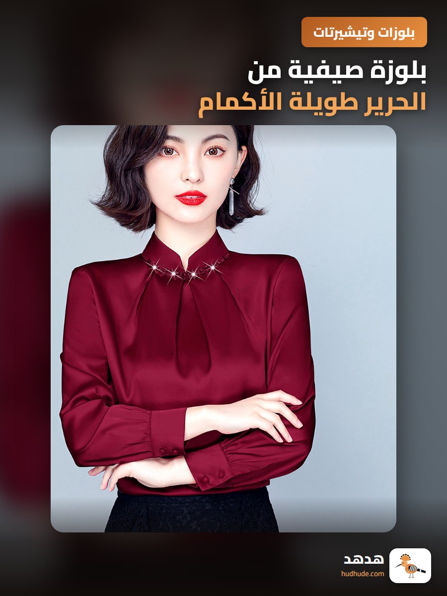 بلوزة صيفية من الحرير طويلة الأكمام بأسلوب غربي