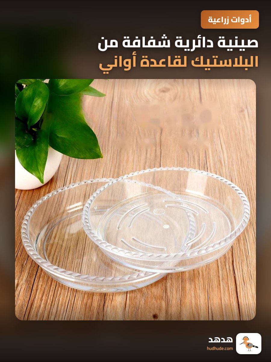 صينية دائرية شفافة من البلاستيك لقاعدة أواني النباتات الخضراء