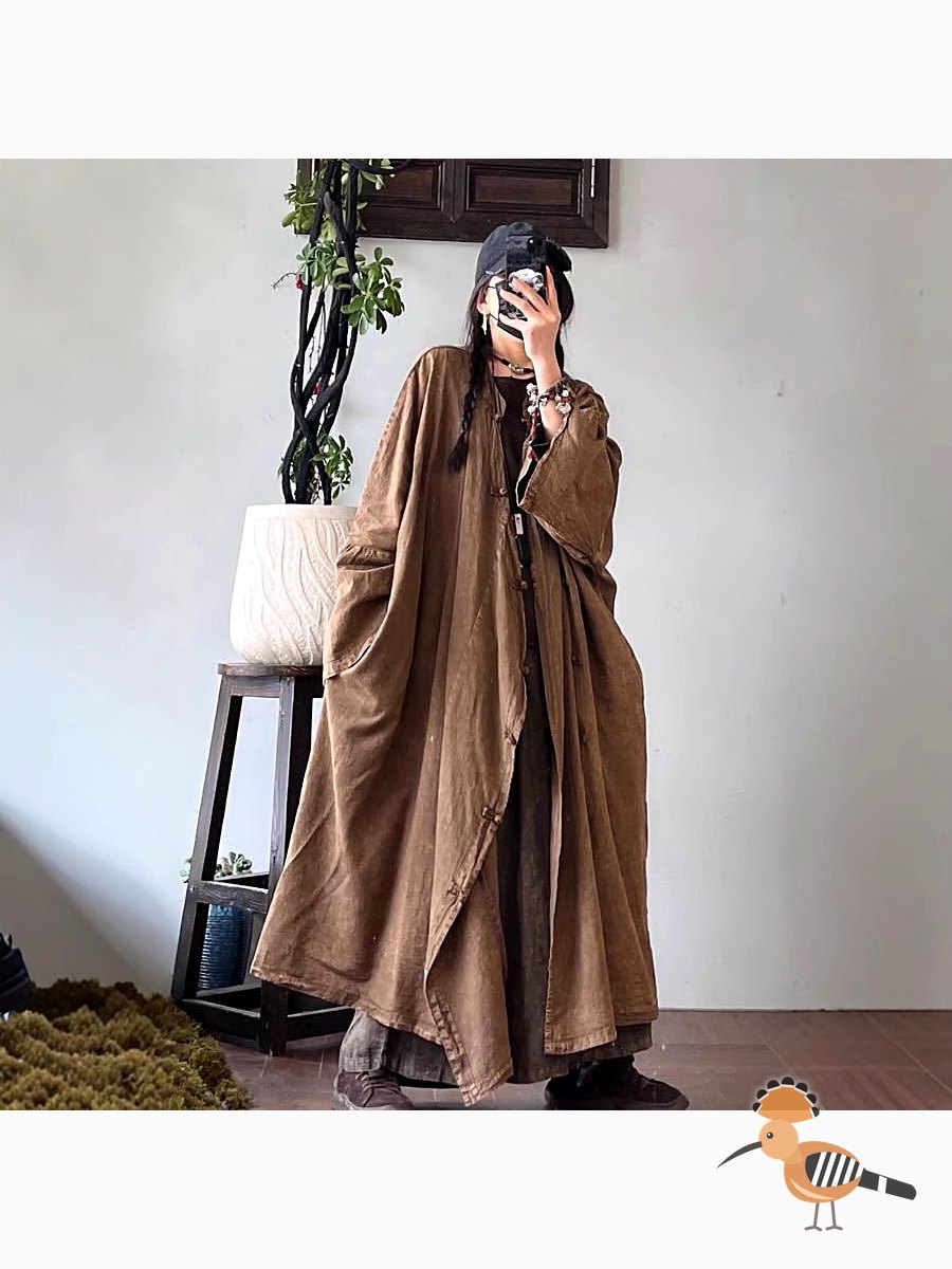 عباءة صيفية طويلة الأكمام بتصميم قديم ومريح ومفتوح من الأمام