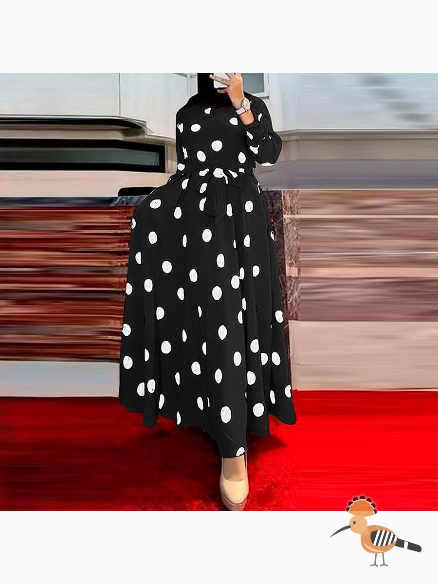 فستان أنيق طويل الأكمام بتصميم واسع ومريح