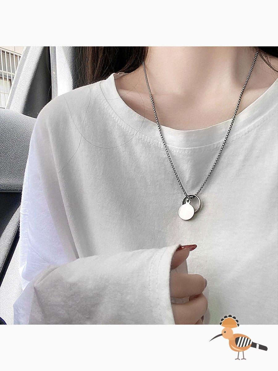 قلادة حلقة تيتانيوم ستيل بتصميم بسيط وعصري للموضة