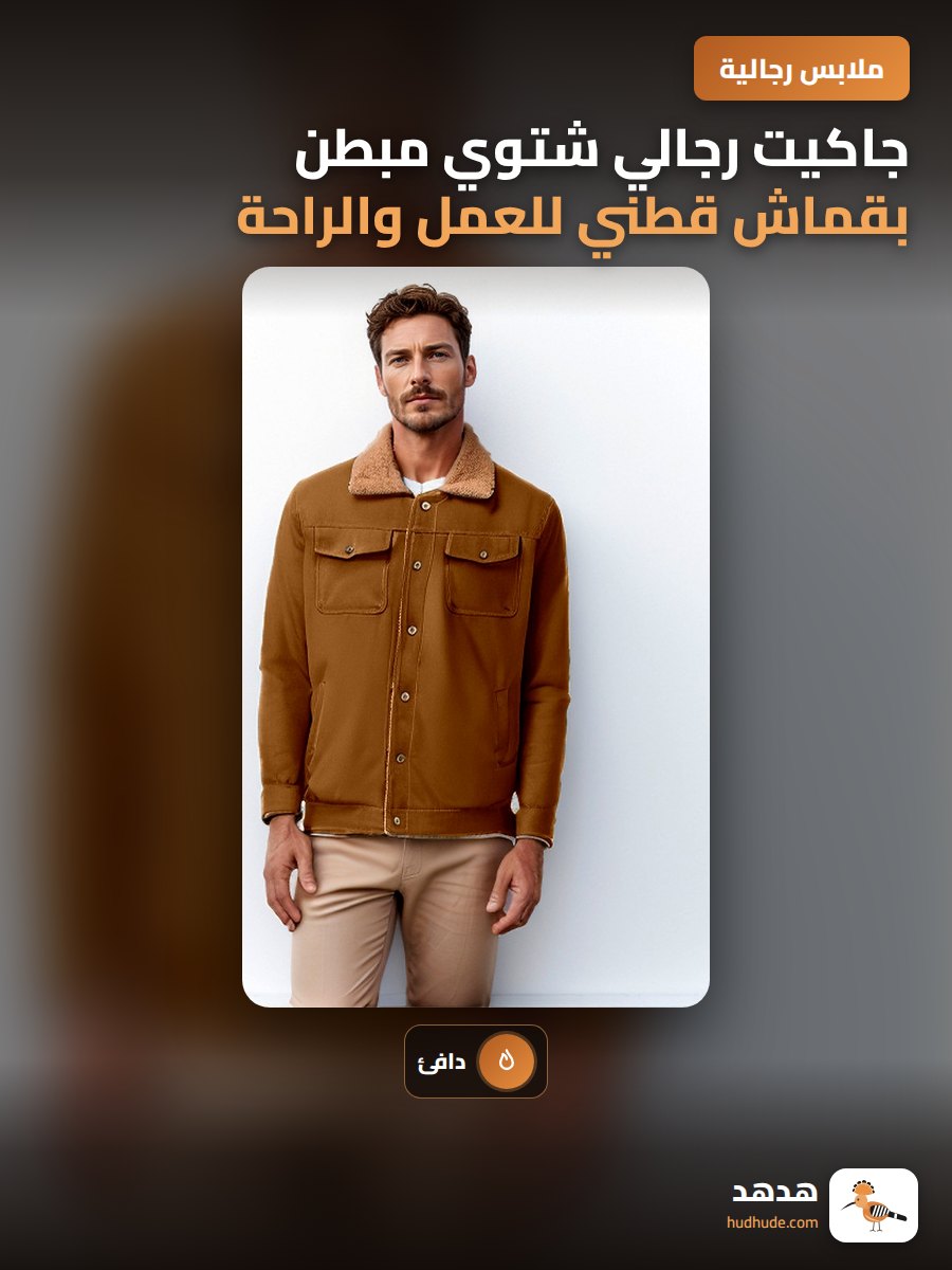 جاكيت رجالي شتوي مبطن بقماش قطني للعمل والراحة