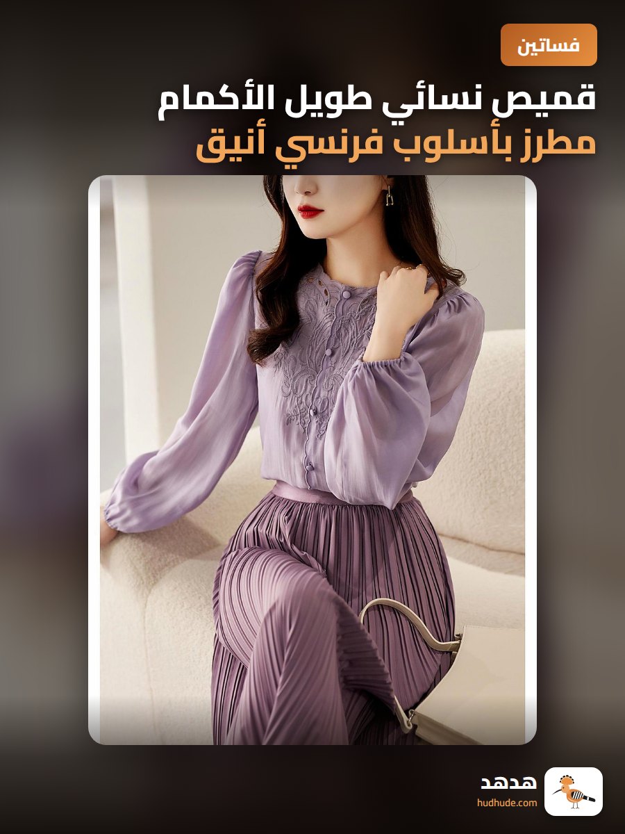 قميص نسائي طويل الأكمام مطرز بأسلوب فرنسي أنيق مع دانتيل ربيعي