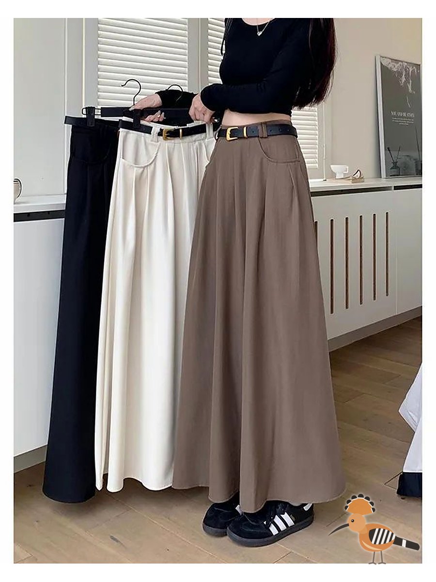 تنورة طويلة أنيقة لربيع و خريف بتصميم أزياء كورية