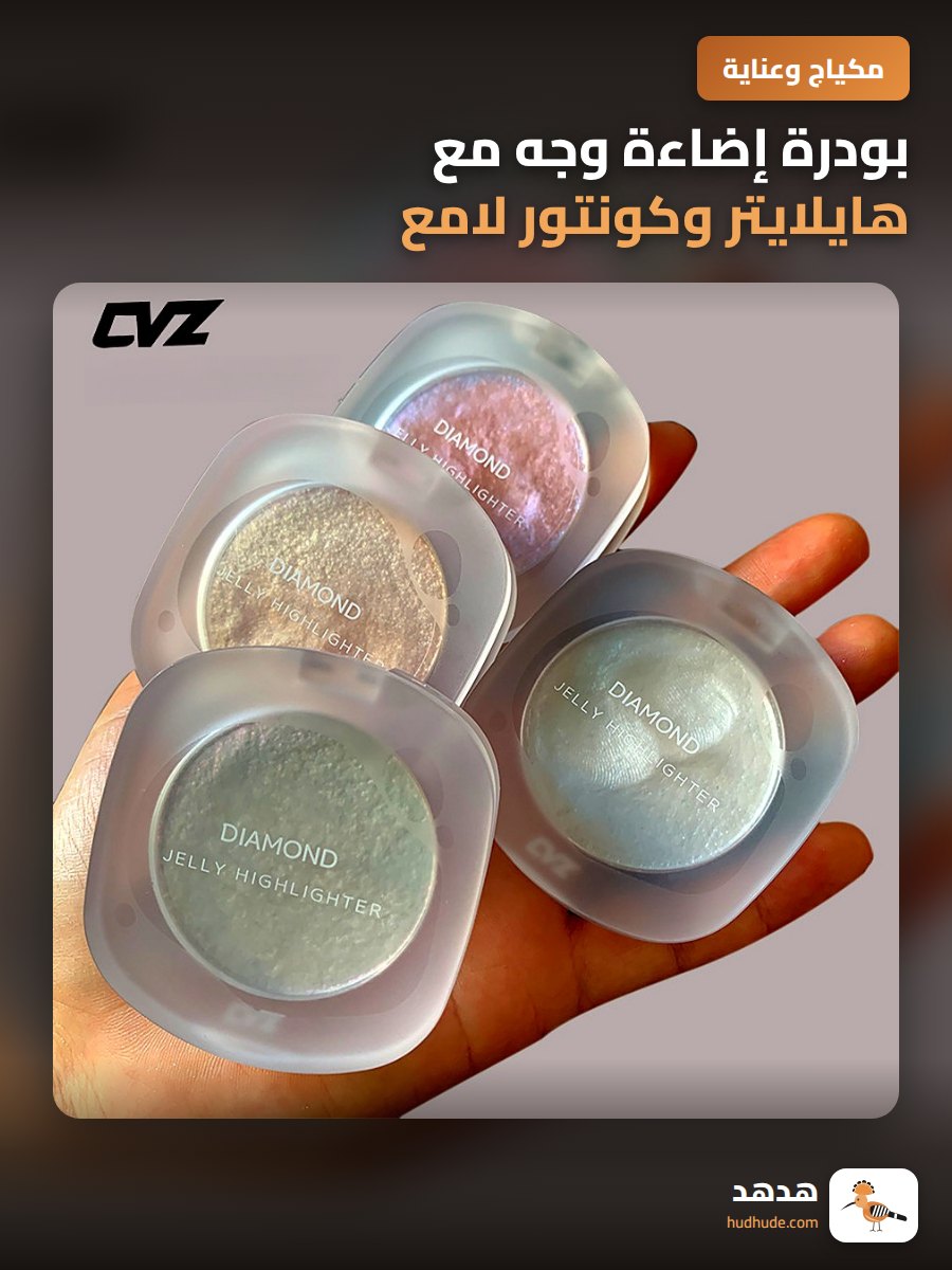 بودرة إضاءة وجه مع هايلايتر وكونتور لامع بتصميم ألوان فريدة
