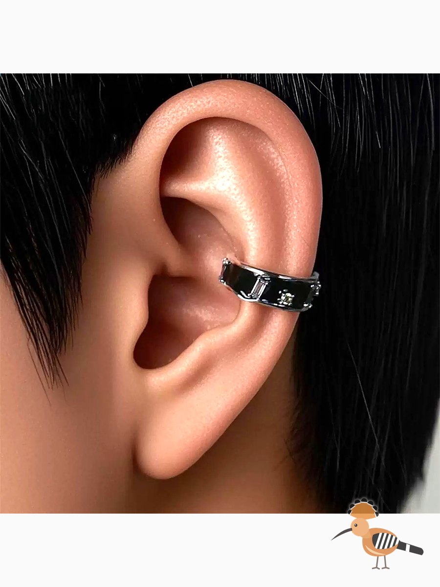 إكسسوارات أذن رجالية سوداء أنيقة بتصميم عصري
