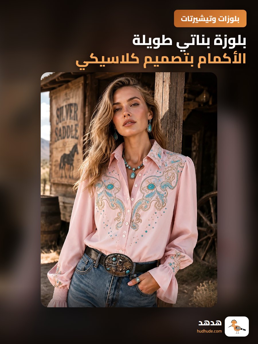 بلوزة بناتي طويلة الأكمام بتصميم كلاسيكي مع ياقة مزدوجة