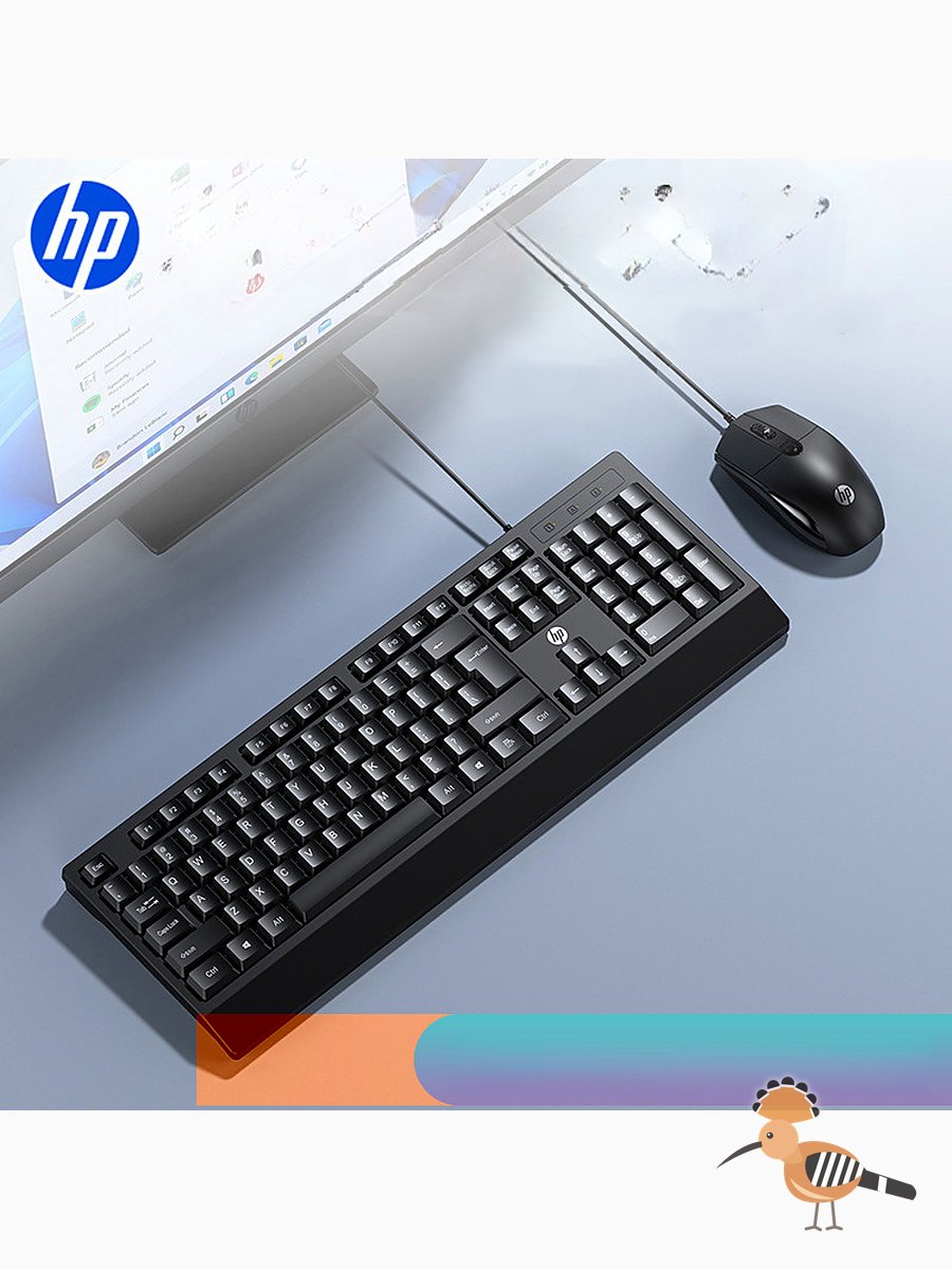 لوحة مفاتيح وفأرة HP سلكية لاستخدام الكمبيوتر المكتبي